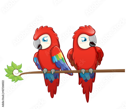Cute Yellow Macaw Kawaii Illustration
