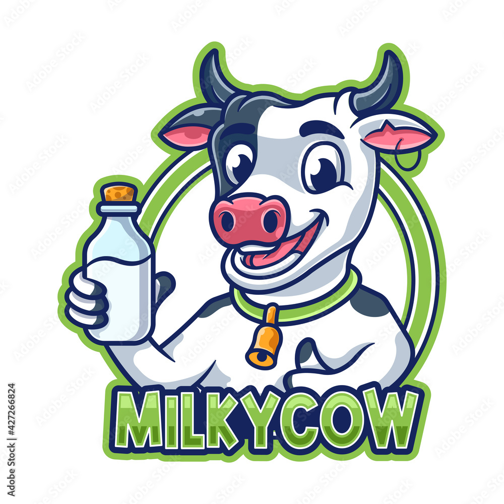 Milky Cow Cartoon Mascot logo Milky Cow Cartoon Mascot logo