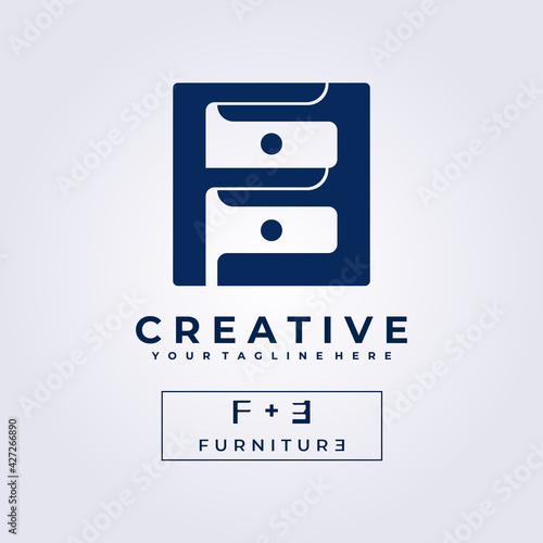 table furniture decor logo icon symbol creative illustration design vector letter mark F U R N I T U R E logo clever logo