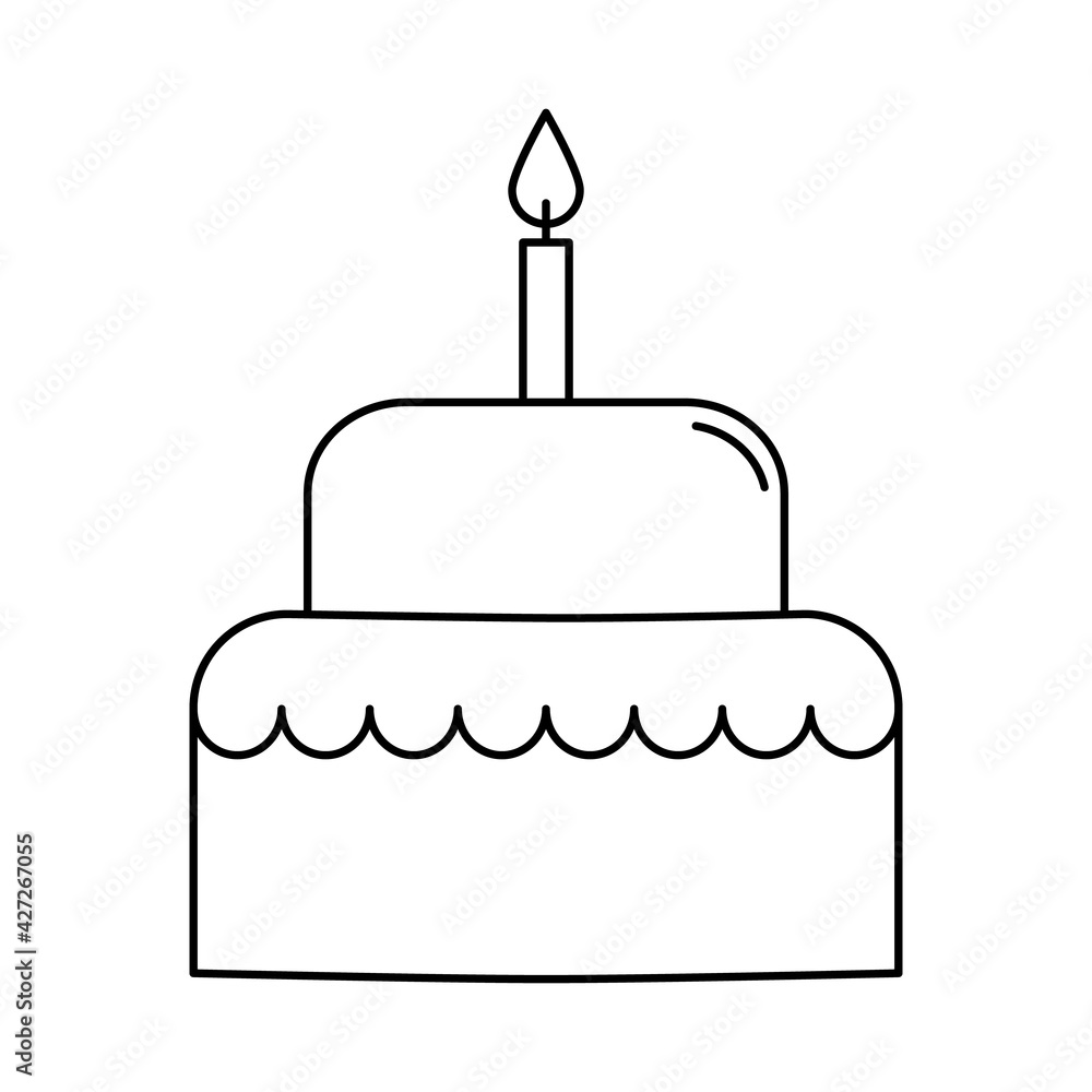 Holiday cake outline vector icon isolated on white background. Symbol cake for birthday, wedding, party. Holiday cake outline vector icon isolated on white background. Symbol cake for birthday, wedding, party.