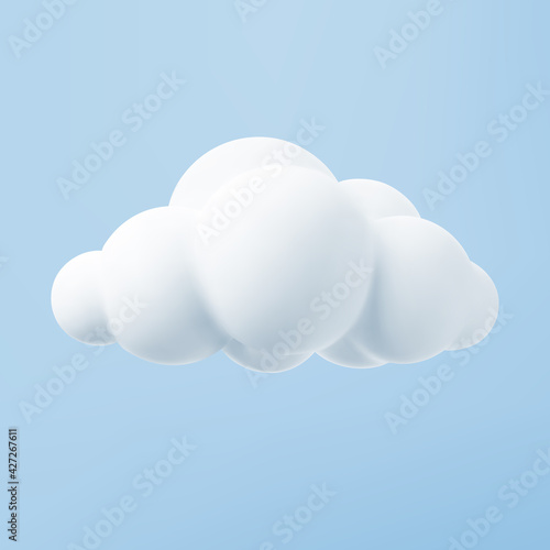 White 3d cloud isolated on a blue background. Render soft round cartoon fluffy cloud icon in the blue sky. 3d geometric shape vector illustration © janevasileva