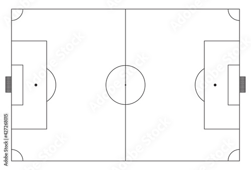 football, soccer court. Sport background. Line art style.