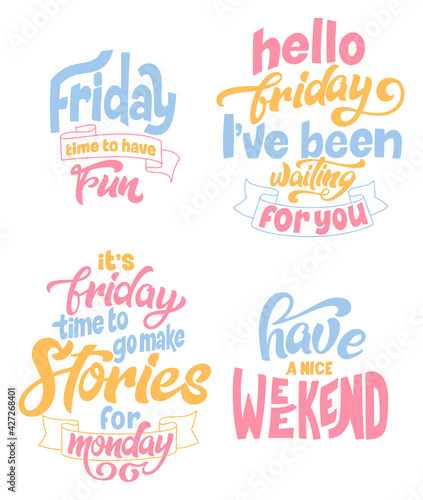 Hand drawn letterign quote about weekend and rest. Enjoy holiday. Modern inspirational phase for poster, print, card, banner. Vector illustration