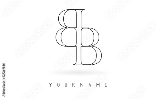 Outline BB b letter design logo logotype concept with serif font and elegant style vector illustration.
