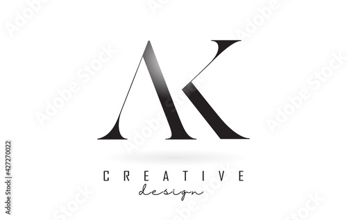 AK a k letter design logo logotype concept with serif font and elegant style vector illustration. photo