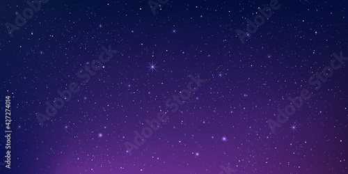Beautiful galaxy background with nebula cosmos. Star dust in deep universe and bright shining stars in universe. Vector illustration. © KICKINN