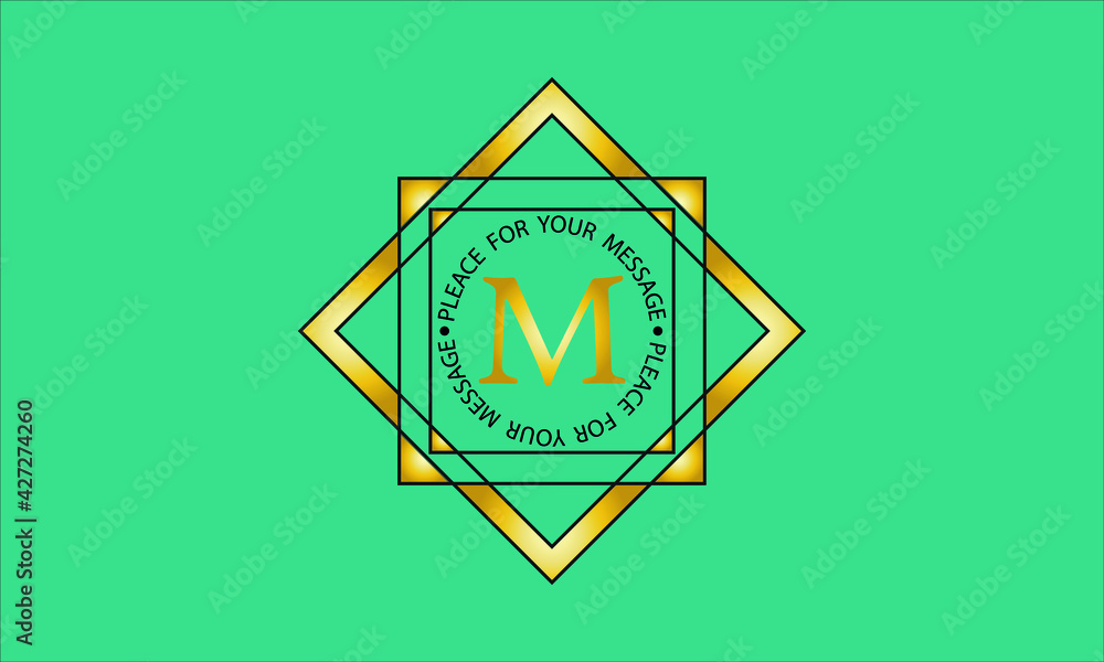 Bright decorative monogram with the letter M. Geometric logo with a place for an inscription, a sign of the company, boutique, restaurant, business, etc. Bright decorative monogram with the letter M. Geometric logo with a place for an inscription, a sign of the company, boutique, restaurant, business, etc.