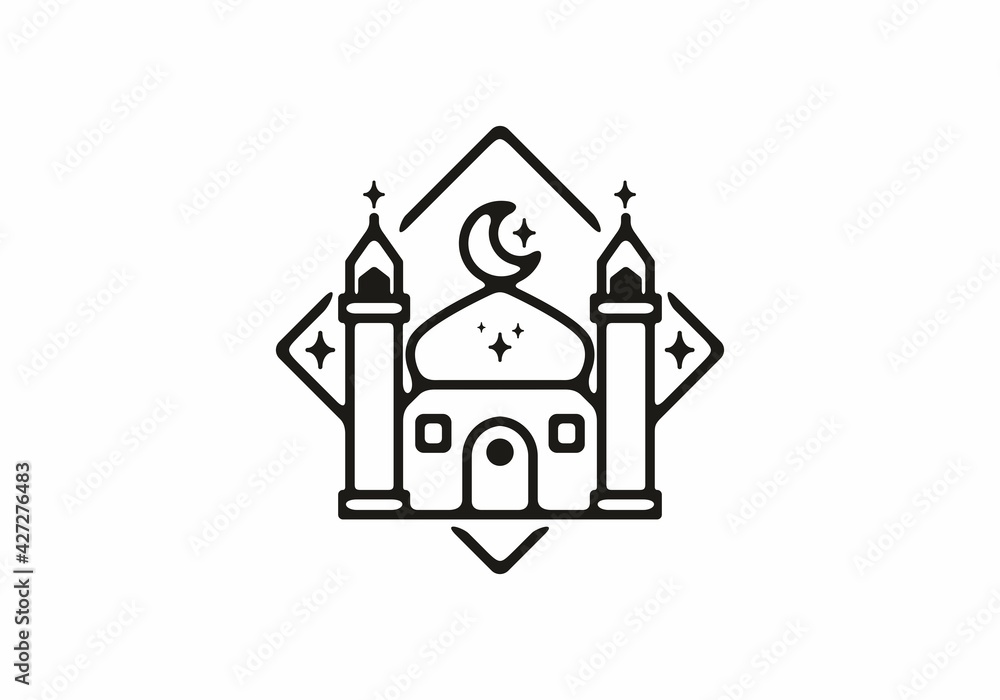Big Mosque line art illustration ramadan theme