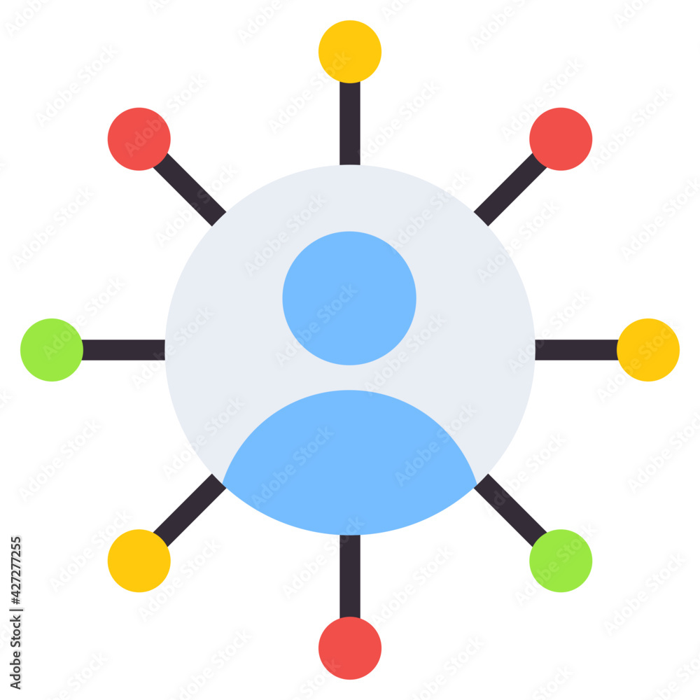A flat design, icon of user network A flat design, icon of user network