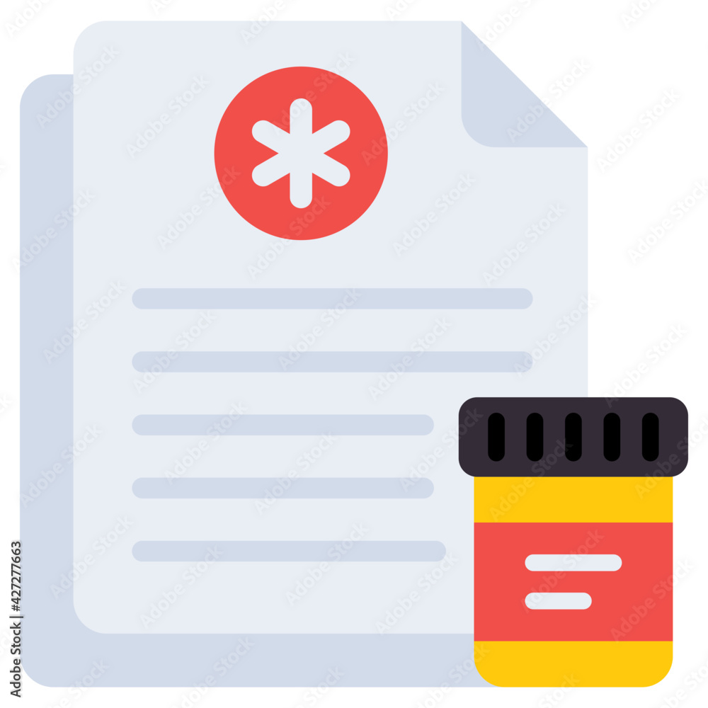 An editable flat vector of patient card, rx icon