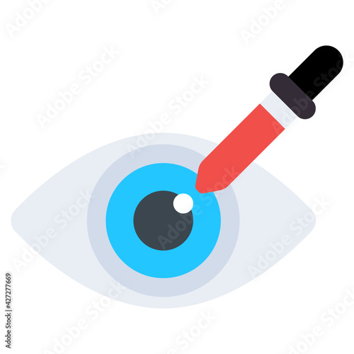 Eye with dropper bottle, eye drops
