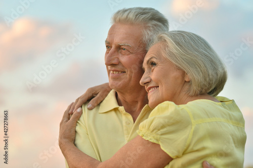 happy senior couple on a walk