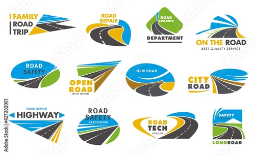 Slika na platnu Road safety vector icons, pathway, highway repair