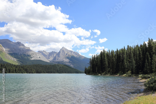 beautiful lake, called Maligne Lake in Canada, Banff Jasper National Park