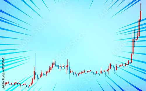 集中線のついた株やFXや仮想通貨に使われるローソク足チャート、上昇