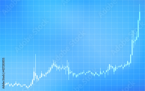 株やFXや仮想通貨に使われるローソク足チャート、上昇、青背景