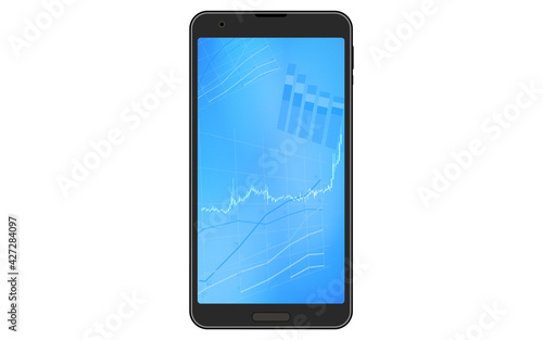 スマホの縦画面で見る株やFXや仮想通貨に使われるローソク足チャート、上昇