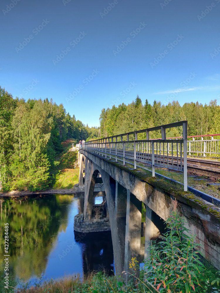 The old railway bridge over the river. The old railway bridge over the river.