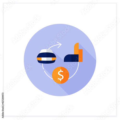 Assets expected life cycle flat icon. Stages series assets management. Estimated useful life, total ownership cost. Business concept. Vector illustration