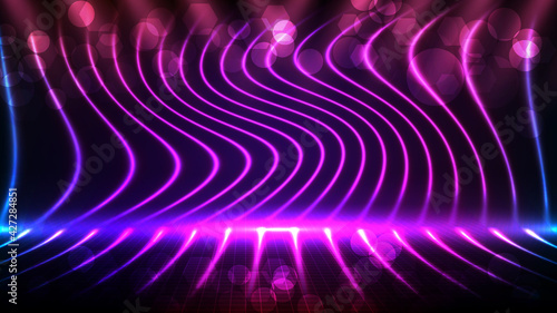 abstract futuristic background of empty stage arena stadium spotlgiht stage background