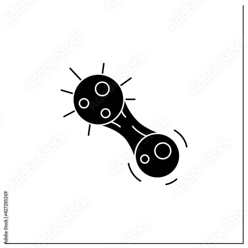 Covid mutation glyph icon. Virus evolution and molecule mitosis. Concept of infection disease strain mutation and changing.Filled flat sign. Isolated silhouette vector illustration