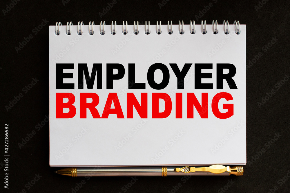 Notepad with inscriptions EMPLOYER BRANDING on a white background. business concept. Notepad with inscriptions EMPLOYER BRANDING on a white background. business concept.