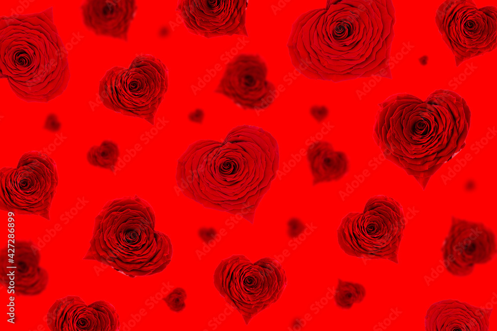 Pattern of red heart roses flowers. Pattern of red heart roses flowers.