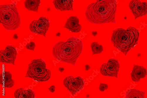 Wallpaper Mural Pattern of red heart roses flowers. Torontodigital.ca