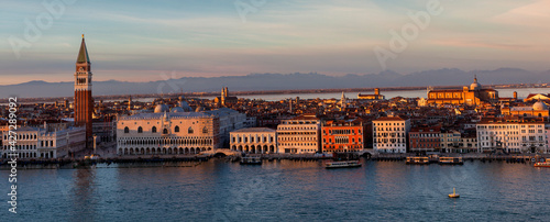 Venezia. Veduta  dal Campanile di San Giorgio Maggiore verso  i Palazzi del quartiere di San Marco photo