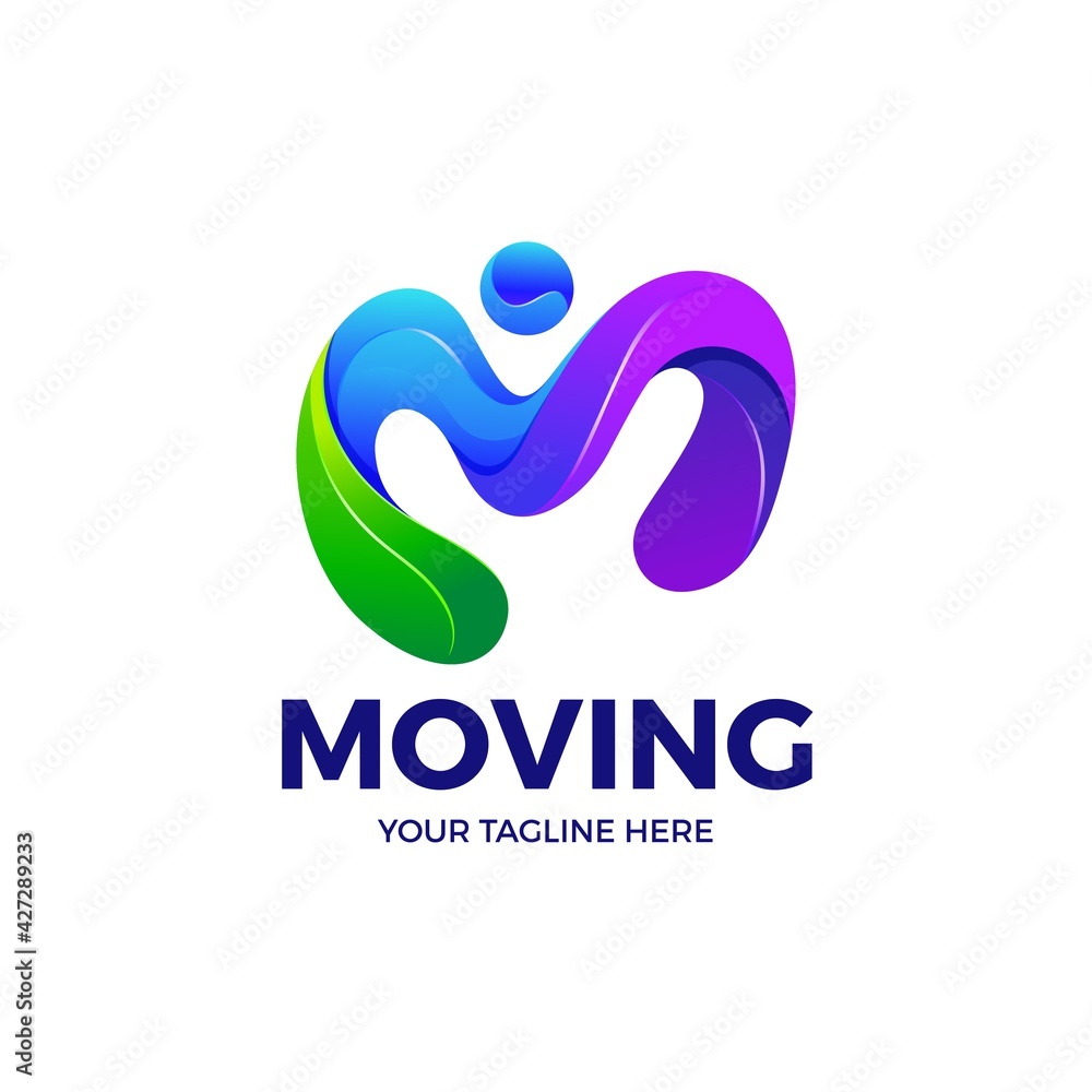 Fototapeta premium Letter M people colorful premium vector logo template