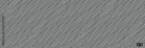 Seamless Abstract Black and White Geometric Pattern with Stripes. Optical Psychedelic Illusion. Entwined Structural Texture. Vector Illustration