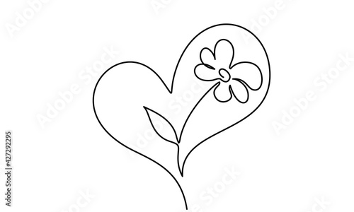 Flower inside heart. Symbol of love, care and happiness