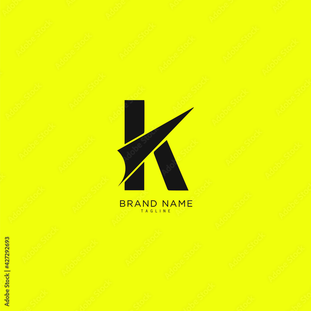 Alphabet Letter Initial K KK Logo Premium Business Typeface Minimal