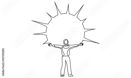Happy man with arms outstretched in time sunshine or sunrise.