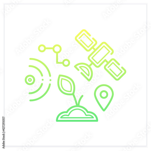 GPS geofencing gradient icon. Creating virtual farm fields map devices. Using satellites for observation of plants. Isolated vector illustration.Suitable to banners, mobile apps and presentation