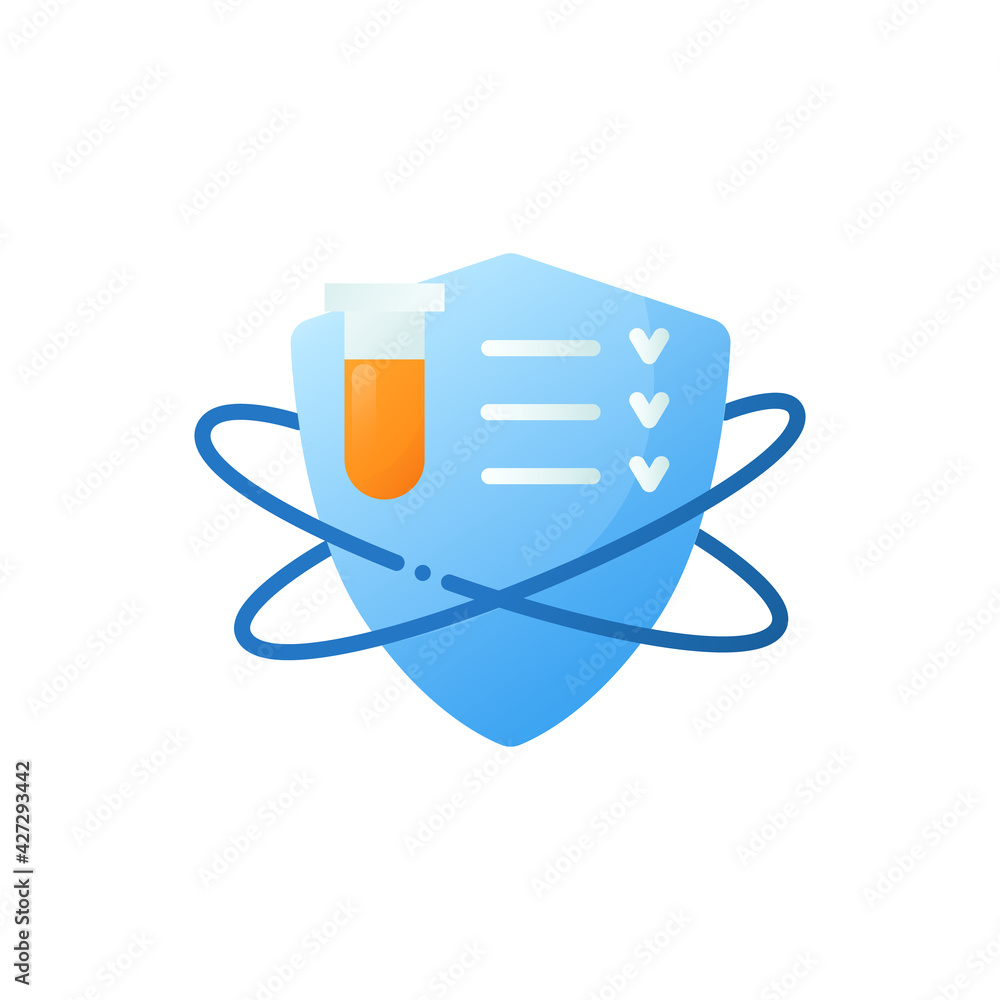 Immune system testing flat icon. Immune system concept. Immunological test. Body defence system. Health, immunity, disease prevention. 3d vector illustration Immune system testing flat icon. Immune system concept. Immunological test. Body defence system. Health, immunity, disease prevention. 3d vector illustration