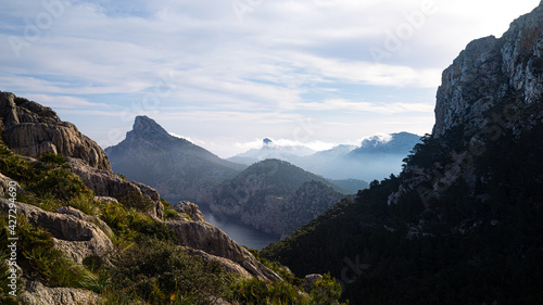 Beautiful skies and mountains at Es Colomer on the route to Cap de Formentor at Mallorca  Spain