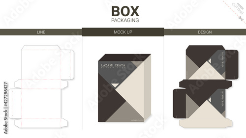 Box packaging and mockup die cut template