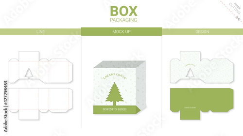 Box packaging and mockup die cut template