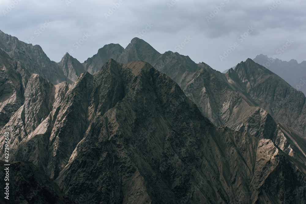 Eroded landscape and rock towers in Xinjiang, China