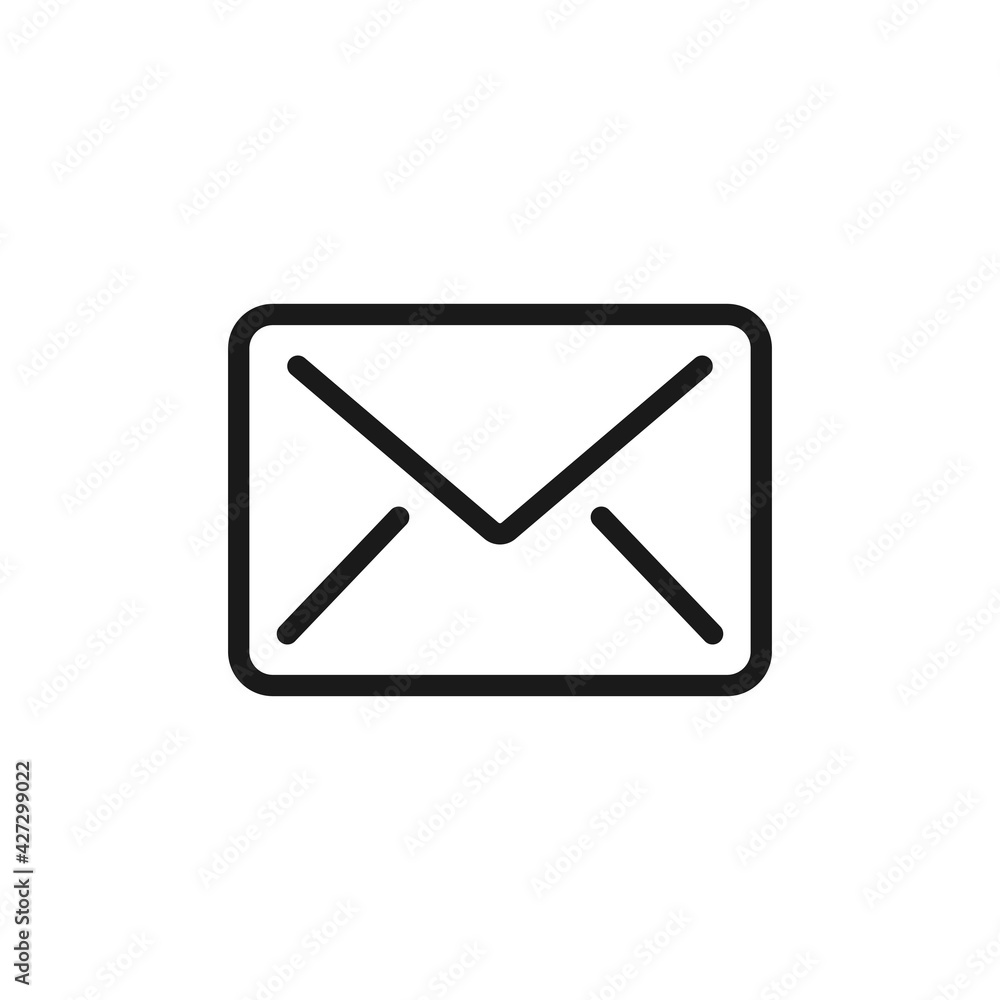 Envelope line icon. Email black outline sign. Business communication concept. Message black symbol. Vector illustration isolated on white. Envelope line icon. Email black outline sign. Business communication concept. Message black symbol. Vector illustration isolated on white.