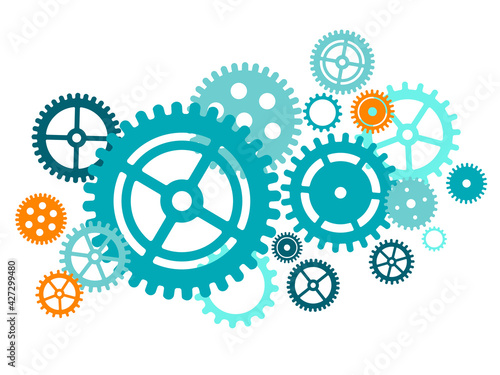 Gear set compilation vector illustration. Teamwork concept.