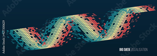 Sorting data. Vector technology background. Big data visualization. Information analytics concept. Abstract stream information with waves array, lines binary code. Filtering machine algorithms.