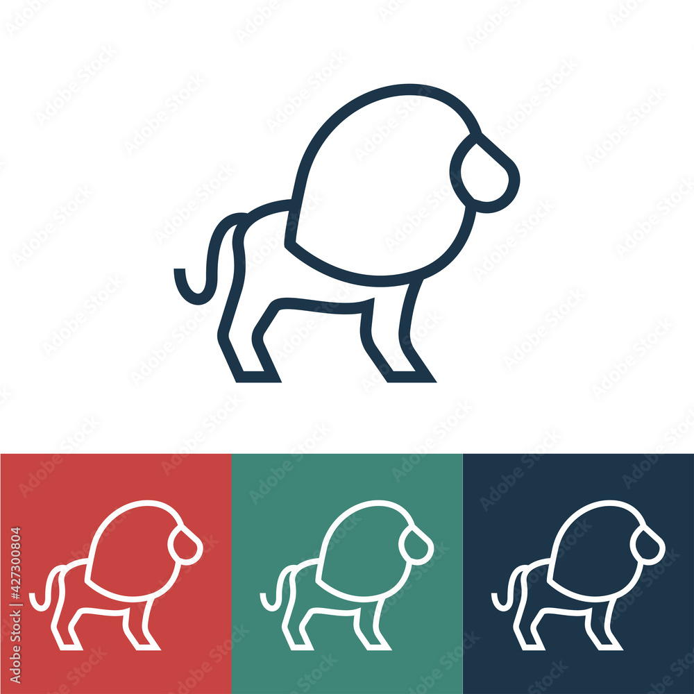 Linear vector icon with lion Linear vector icon with lion
