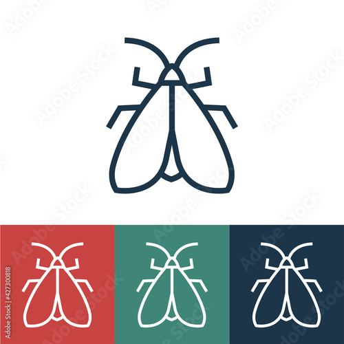 Linear vector icon with moth