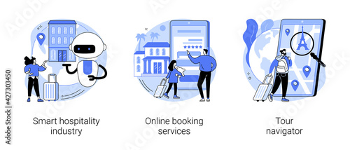 Trip planning abstract concept vector illustrations.