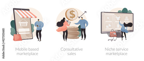 E-commerce application abstract concept vector illustrations.