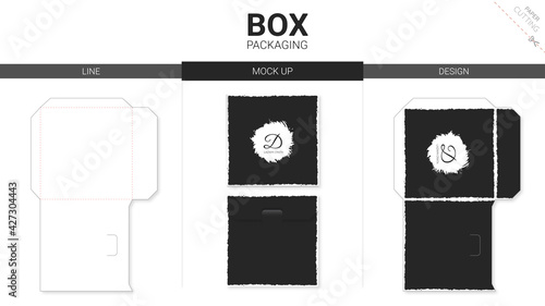 Box packaging and mockup die cut template