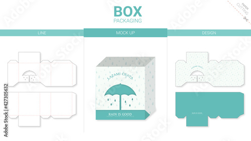 Box packaging and mockup die cut template