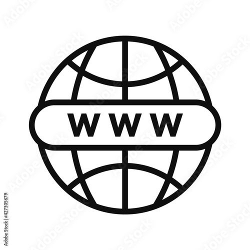 World globe with with letters WWW. Internet http address icon. World wide web icon. Vector Illustration